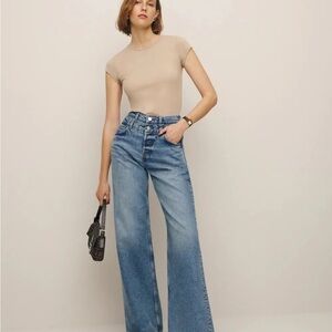 Reformation Cary Double Waistband High Rise Slouchy Wide Leg Jeans